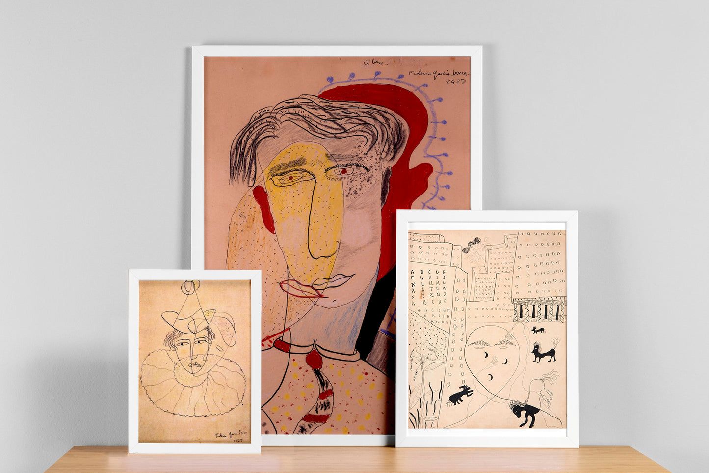 Ilustración original de Fran J. Tapia Lobo basada en el soneto de Lorca “El poeta habla por teléfono con el amor”. Arte poético en papel museo 30x40 cm.